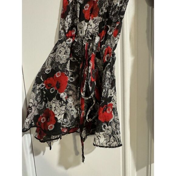 The Kooples Red Silver Black Lulu rose Printed Shirt Blouse top 2 NWT medium - Picture 7 of 8